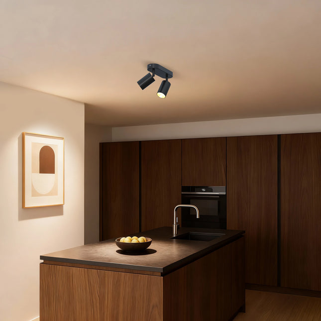 Calex Ceiling Spot Light - 2x GU10 - Oval - Black