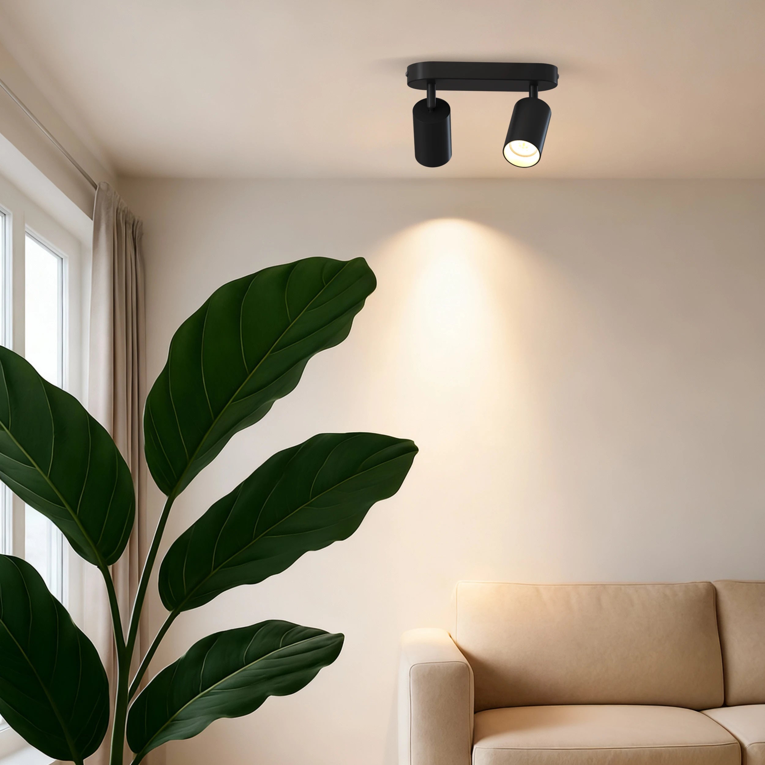 Calex Ceiling Spot Light - 2x GU10 - Oval - Black