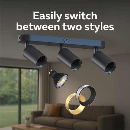 Calex Ceiling Spot Light - 3x GU10 - Oval - Black