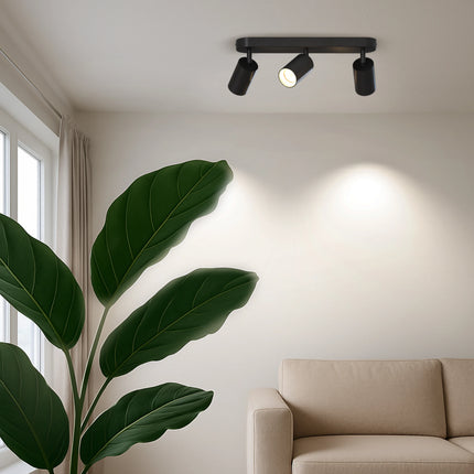 Calex Ceiling Spot Light - 3x GU10 - Oval - Black