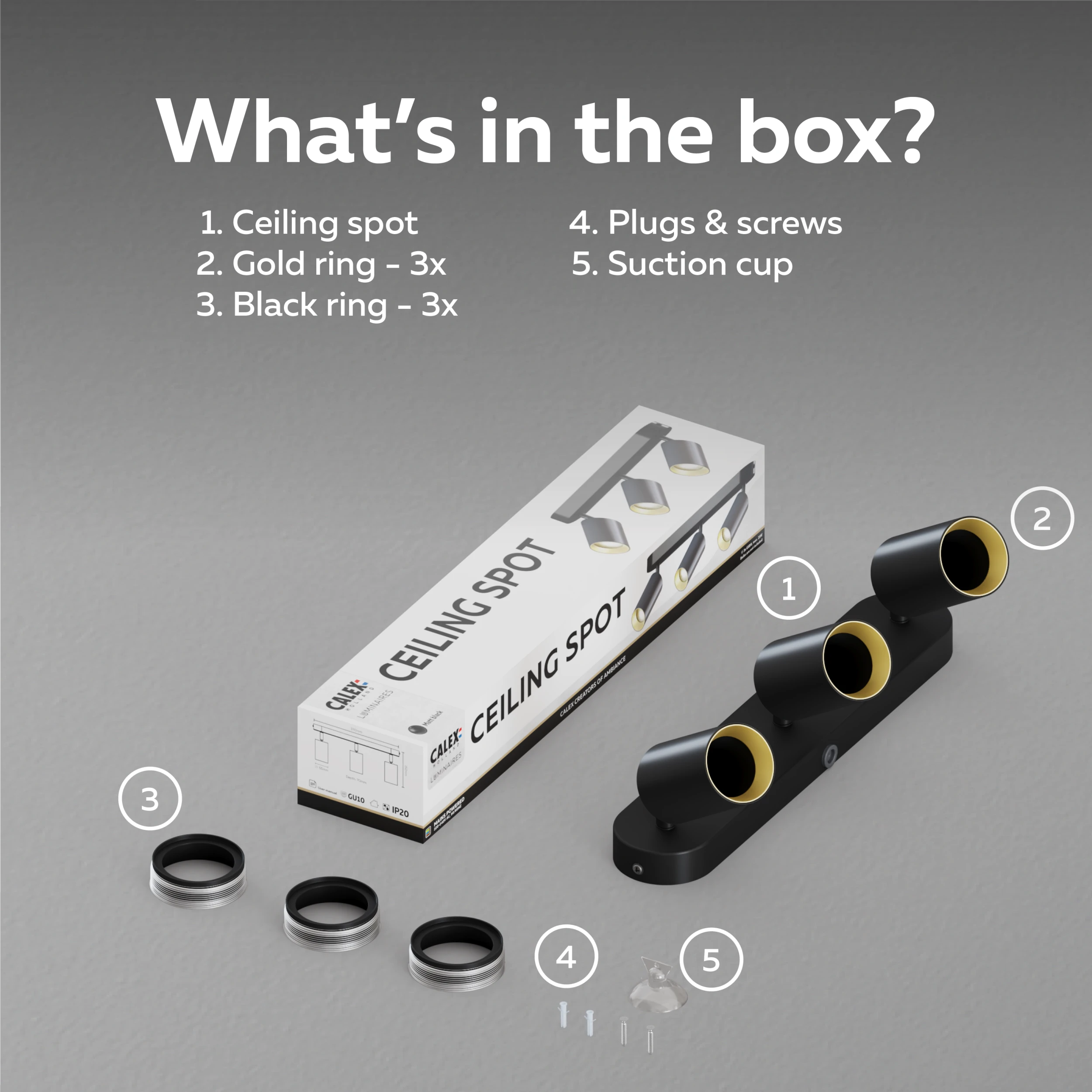 Calex Ceiling Spot Light - 3x GU10 - Oval - Black