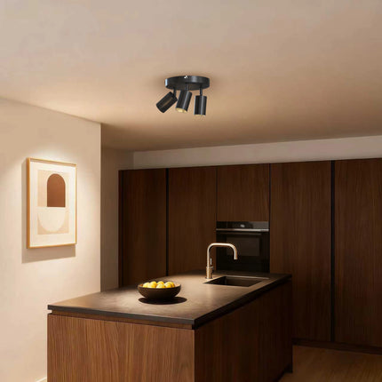 Calex Ceiling Spot Light - 3x GU10 - Round - Black