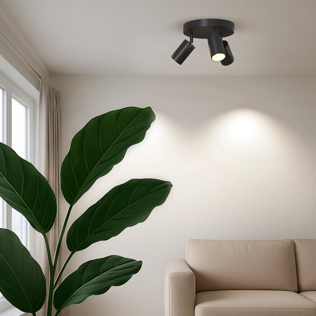 Calex Ceiling Spot Light - 3x GU10 - Round - Black