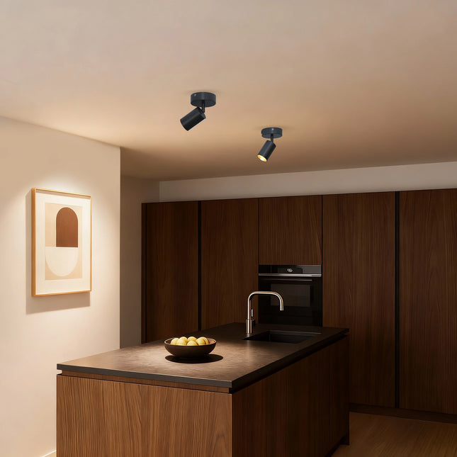 Calex Ceiling Spot light - 1x GU10 - Round - Black