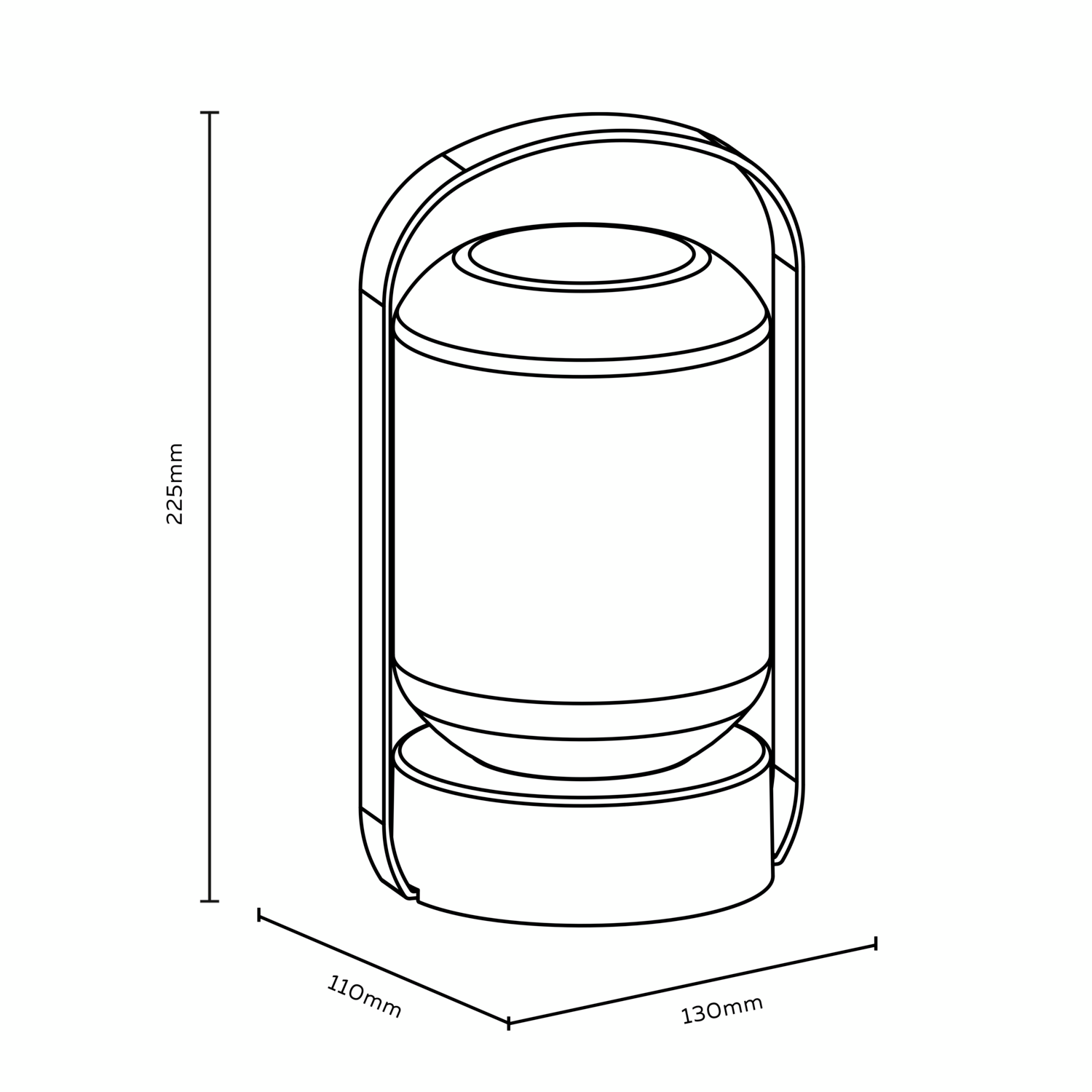 Calex Como Outdoor Table Lantern - Rechargeable - Black
