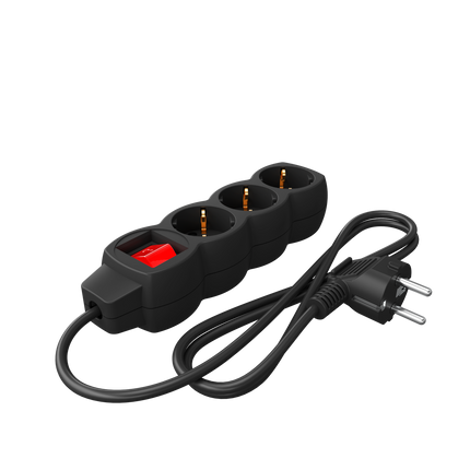 Calex - Egg shape - Multiple Socket - 3x16A+Switch (Dots) - Black