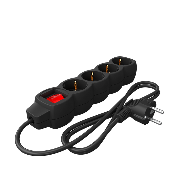 Calex - Egg shape - Multiple Socket - 4x16A+Switch (Dots) - Black