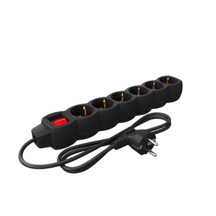 Calex - Egg shape - Multiple Socket - 6x16A+Switch (Dots) - Black