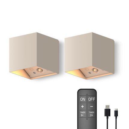 Calex Falerna Rechargeable Wall Light - 2 Pack - Sand
