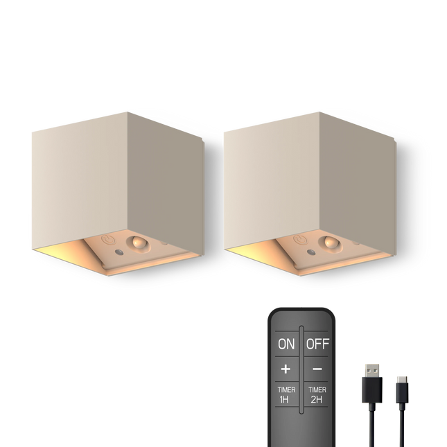 Calex Falerna Rechargeable Wall Light - 2 Pack - Sand