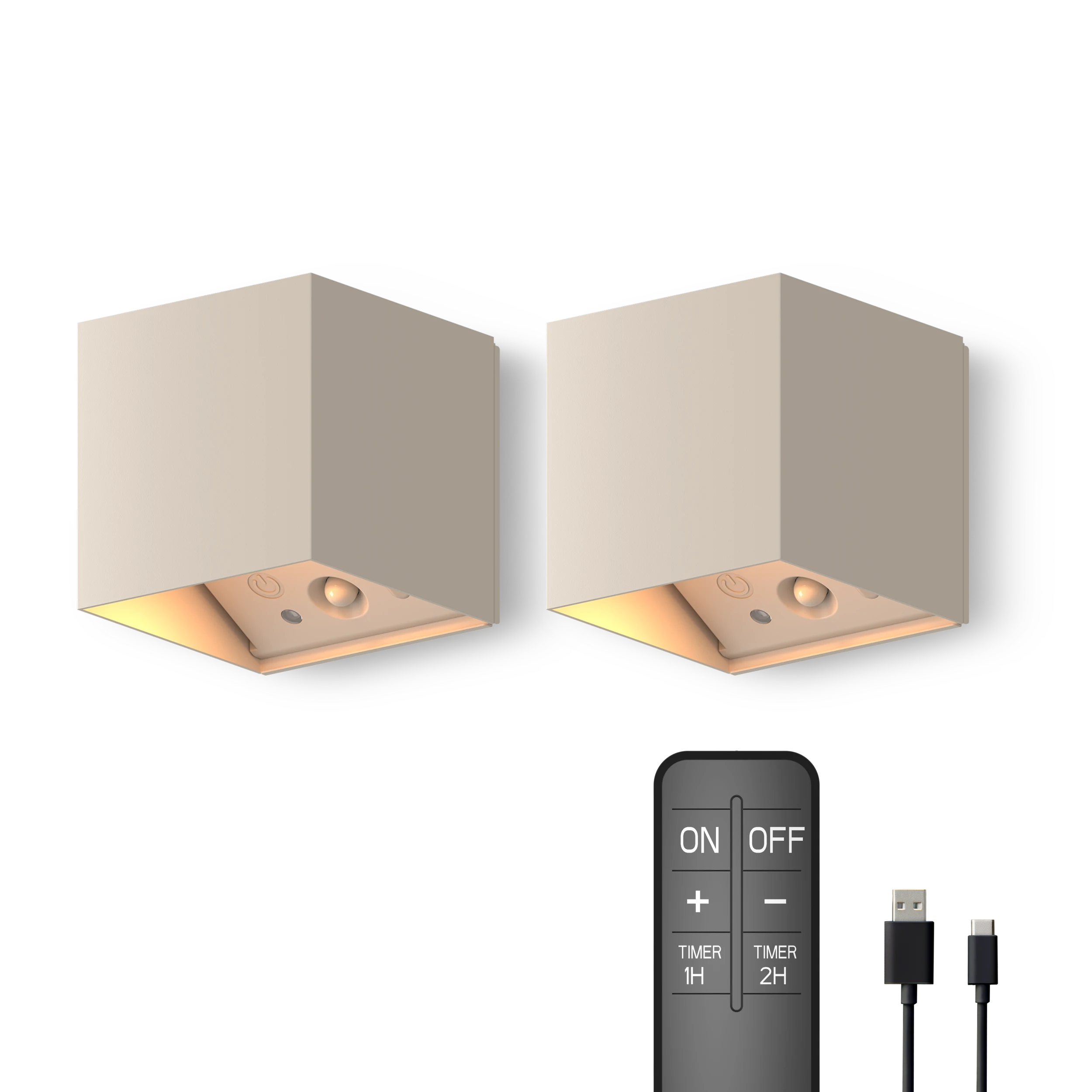 Calex Falerna Rechargeable Wall Light - 2 Pack - Sand