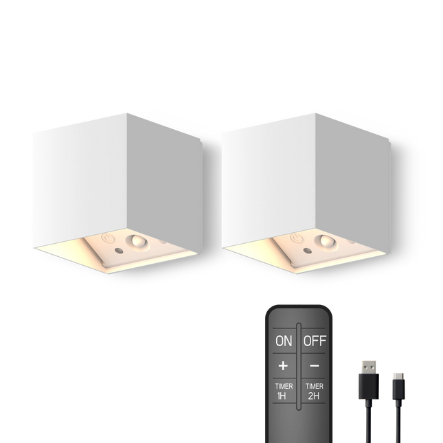 Calex Falerna Rechargeable Wall Light - 2 Pack - White