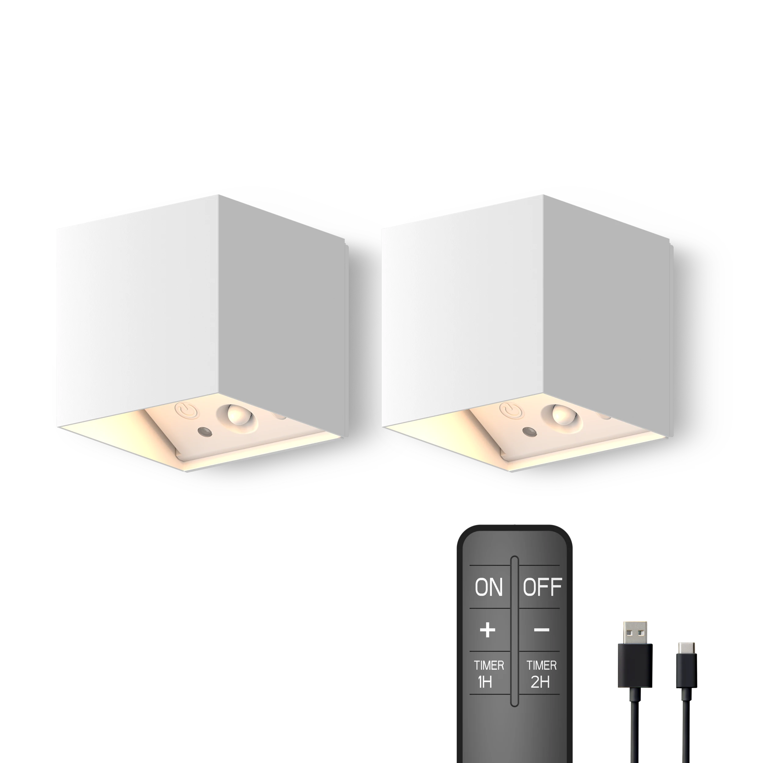 Calex Falerna Rechargeable Wall Light - 2 Pack - White