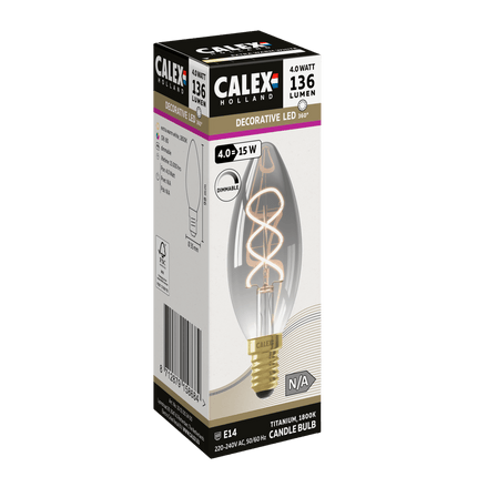 Calex Flex Filament LED Lamp - E14 - B35 - Titanium