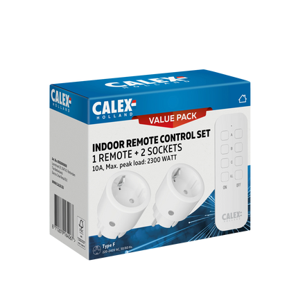 Calex Indoor Socket - 2x Sockets - Remote Control