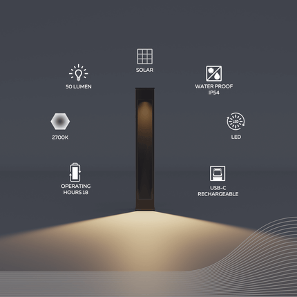 Calex Ivrea Solar Garden Post - Black