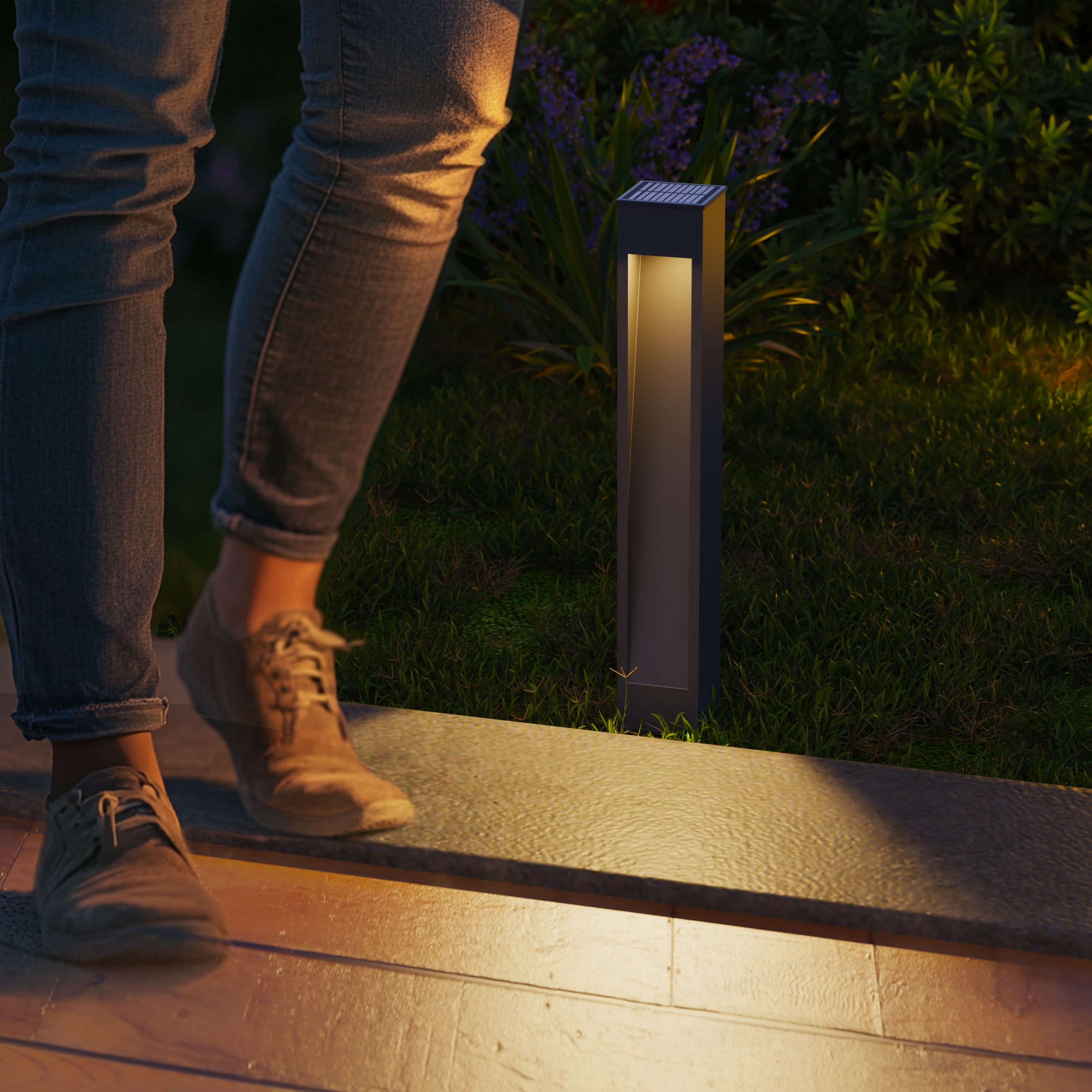 Calex Ivrea Solar Garden Post - Black