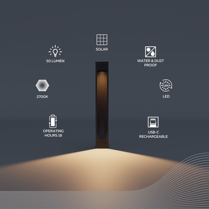 Calex Ivrea Solar Garden Post - Black