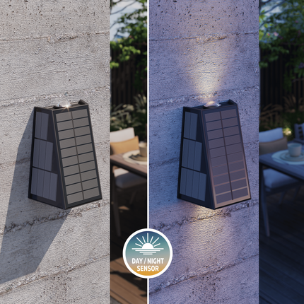 Calex Matera Solar Wall Light - Up & Down - Black