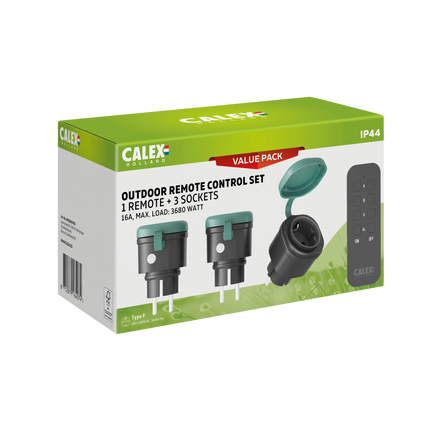 Calex Outdoor Socket - 3x sockets - Remote Control