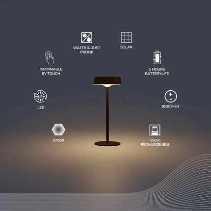 Calex Parma Solar Table Light - Black