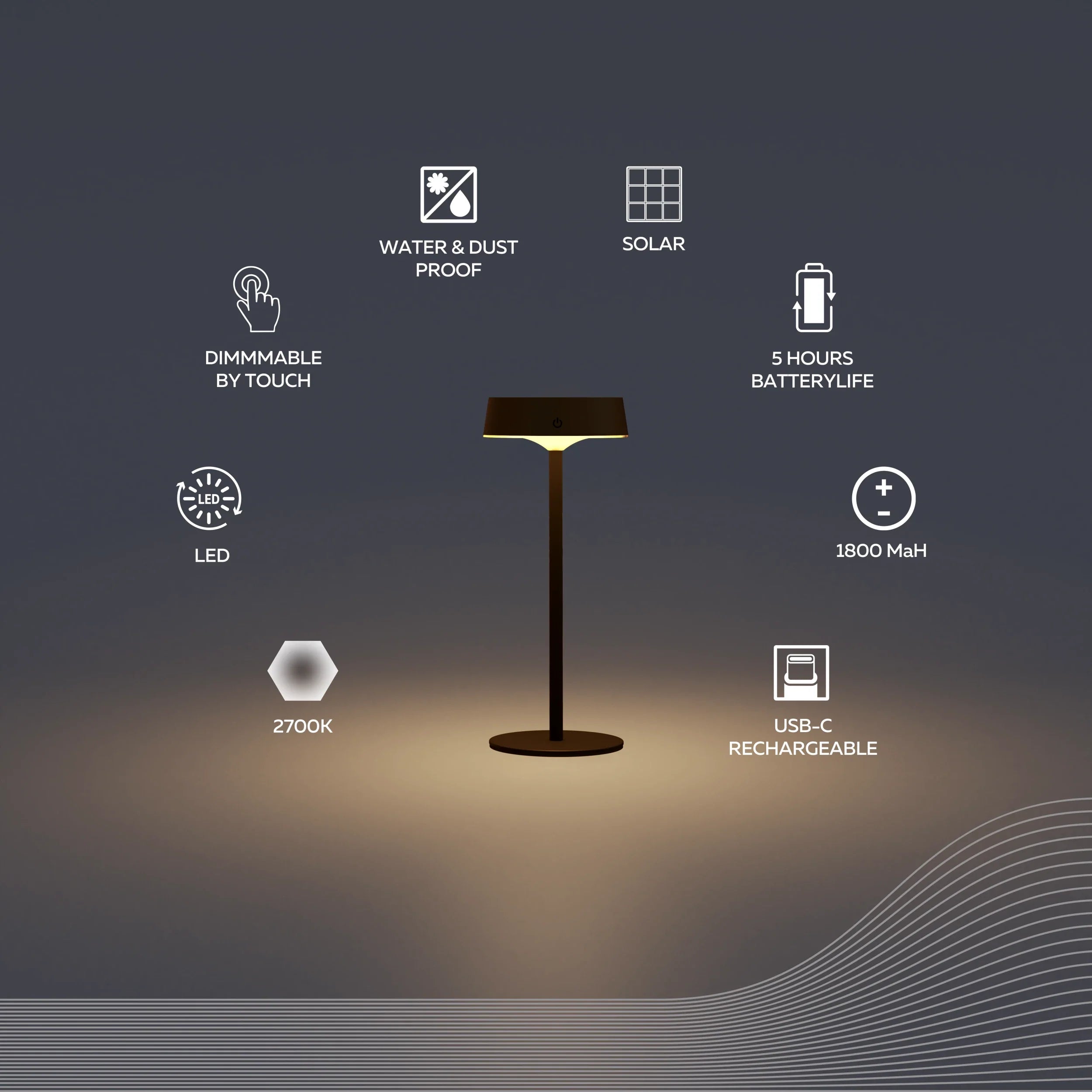 Calex Parma Solar Table Light - Black