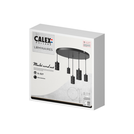 Calex Pendant Light - 5x E27 - 50cm - Black