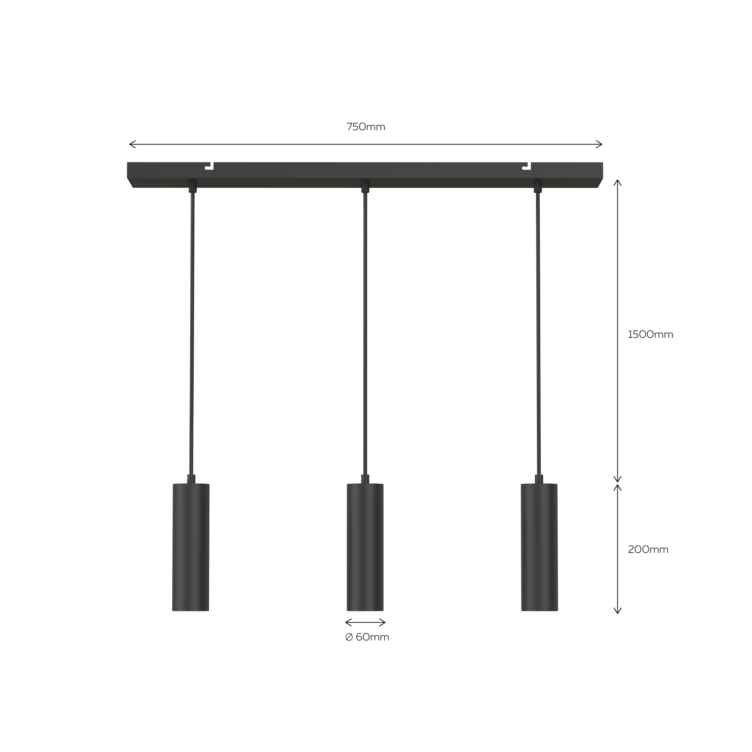 Calex Pendel 3 Lights - GU10 - Black