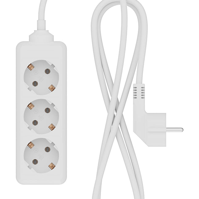 Calex Receptacle - 3-way - White - 1.4m cable