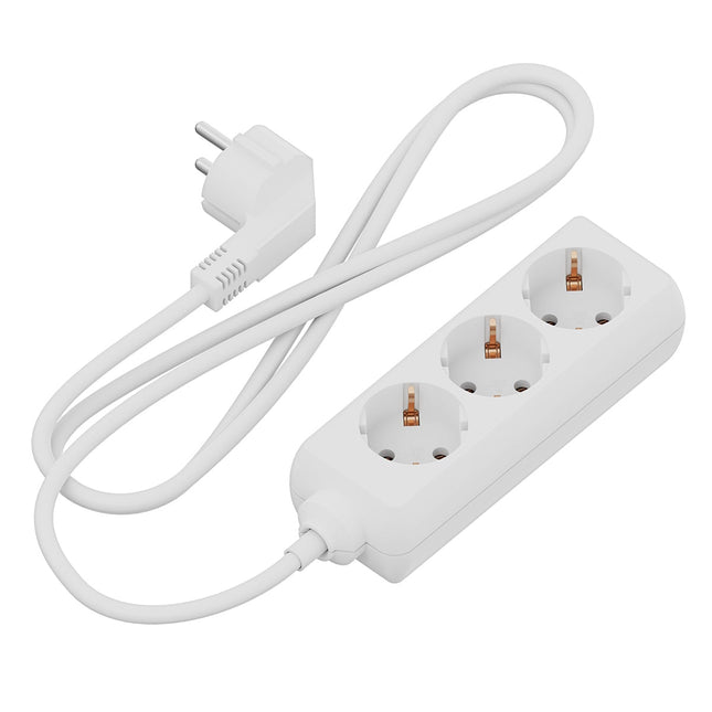 Calex Receptacle - 3-way - White - 1.4m cable