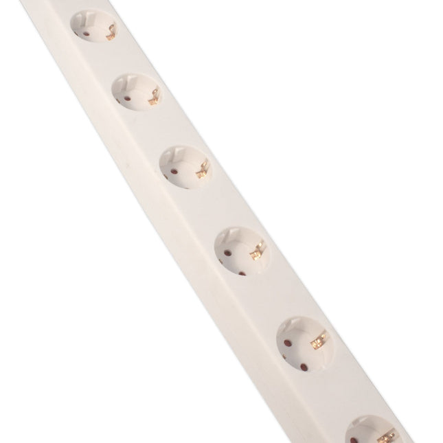 Calex Receptacle - 6-way - Switch - White - 1.4m cable