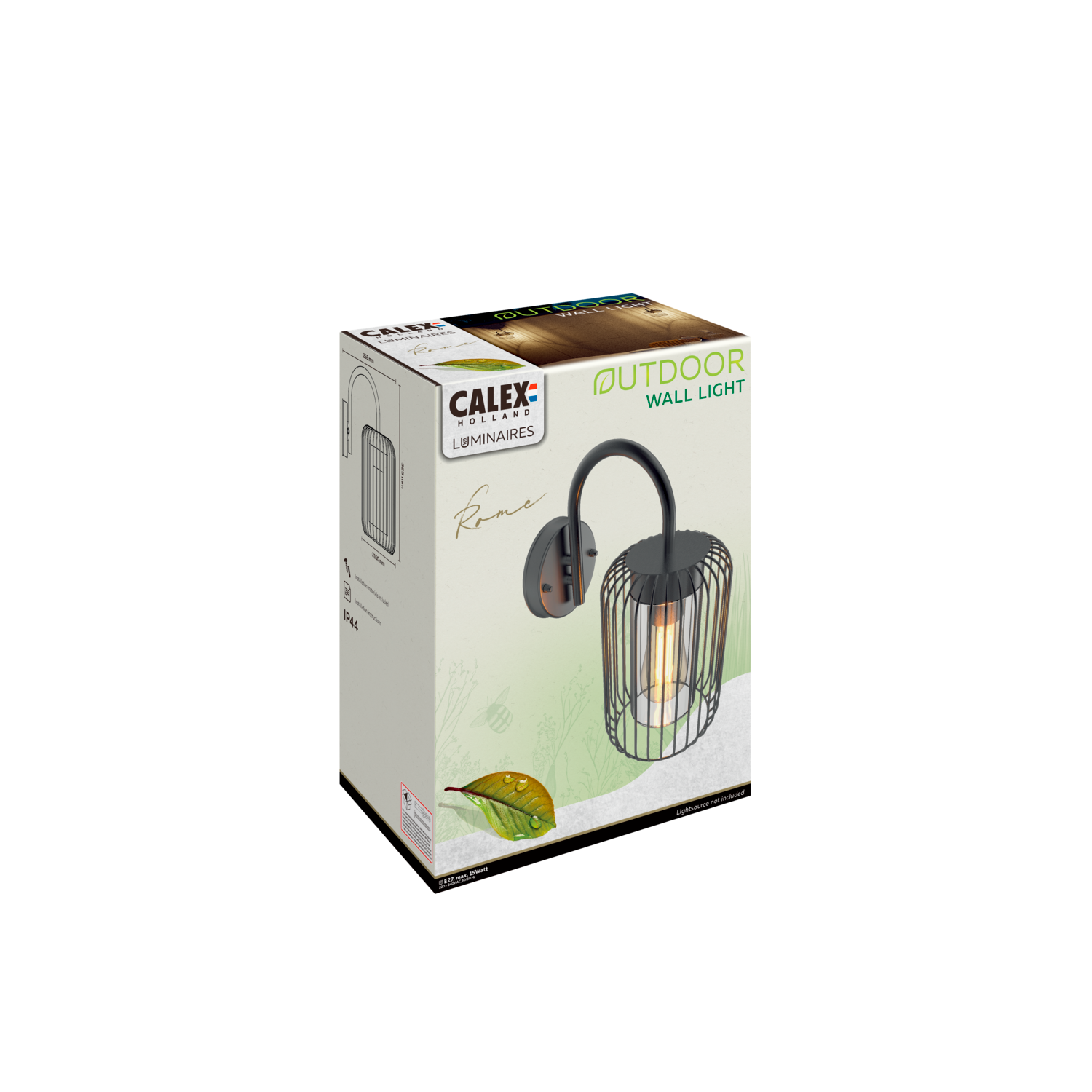 Calex Rome Wall Light - E27 - Black