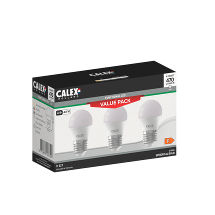 Calex SMD LED Lamp - 3-Pack - E27 - P45 - White