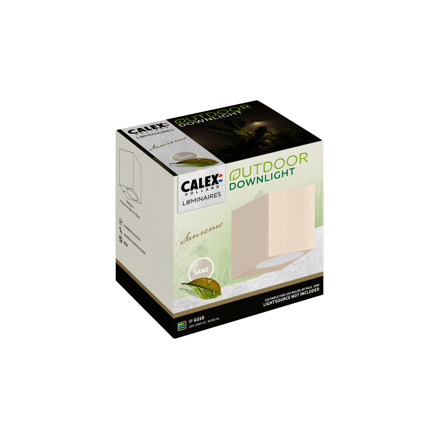 Calex Sanremo Wall Light Downlight - GU10 - Sand
