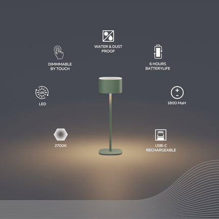 Calex Serino Table Light - Battery - Green