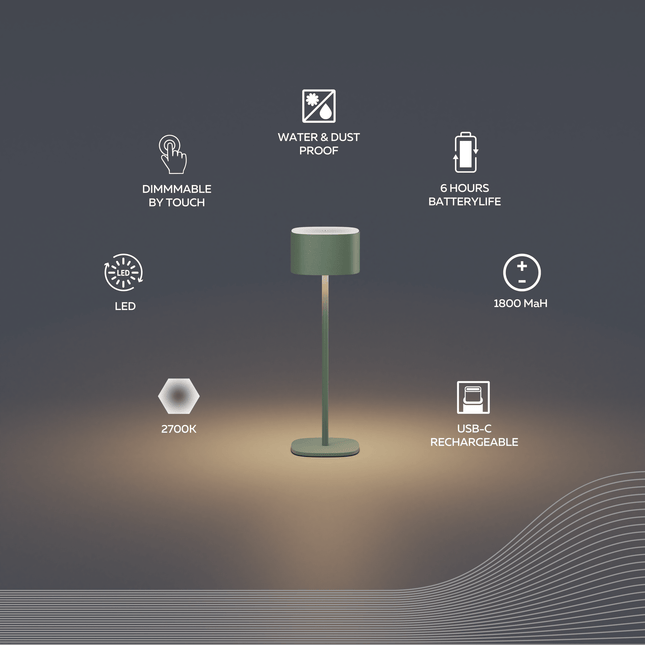 Calex Serino Table Light - Battery - Green