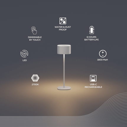 Calex Serino Table Light - Battery - Sand