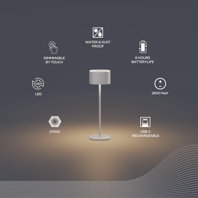 Calex Serino Table Light - Battery - Sand