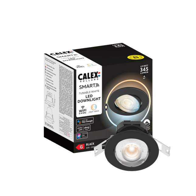 Calex Smart - Downlight - 4.9W - Black - Dimmable