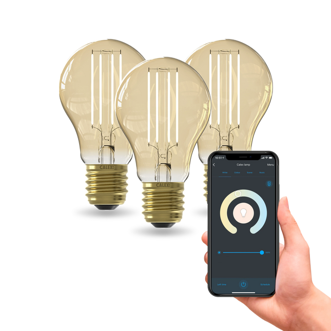 Calex Smart Globe A60 - 3-Pack - E27 - Gold