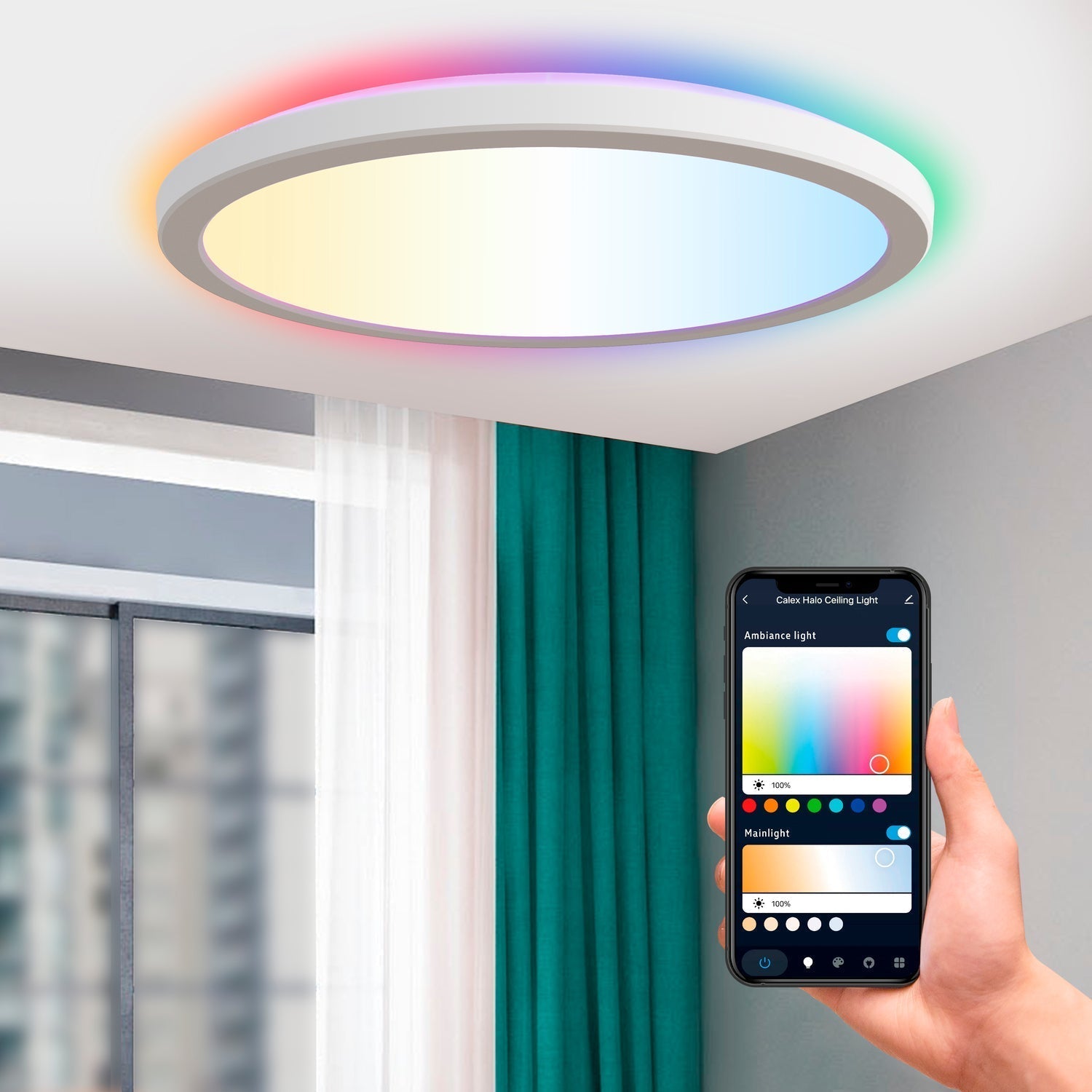 Calex Smart Halo Ceiling Light - 30cm - RGB + CCT - White