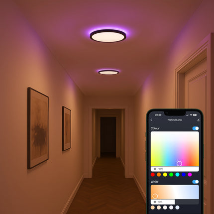 Calex Smart Halo Ceiling Light - 40cm - RGB + CCT - Black