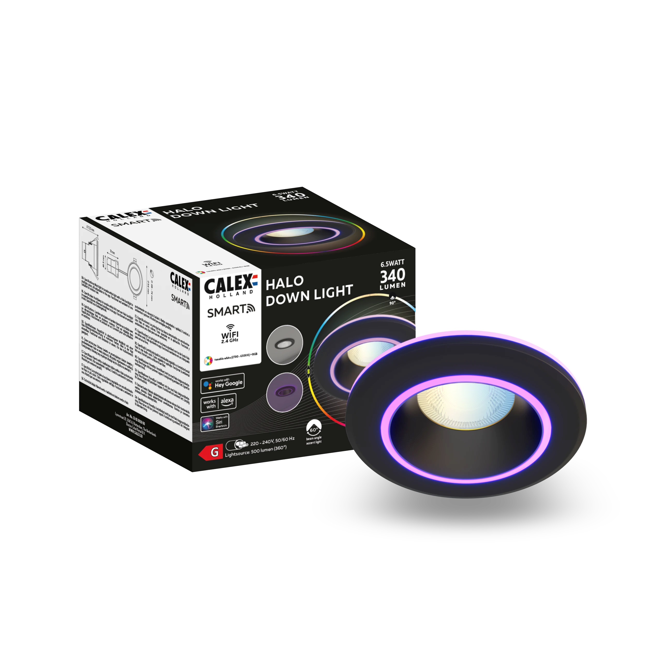 Calex Smart Halo Downlight - RGB + CCT - Black