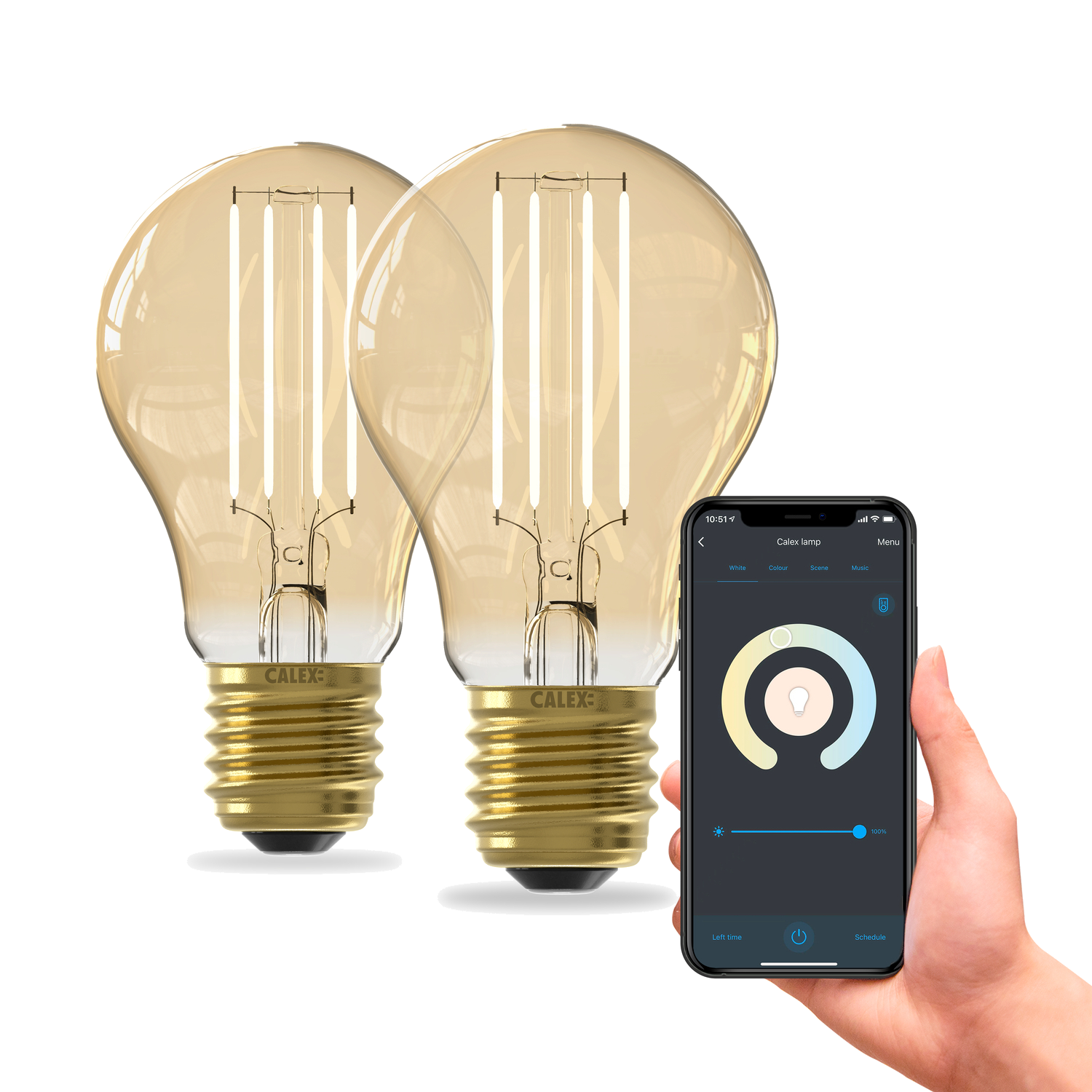 Calex Smart LED Bulb - 2 Pack - E27 - A60 - CCT - Gold