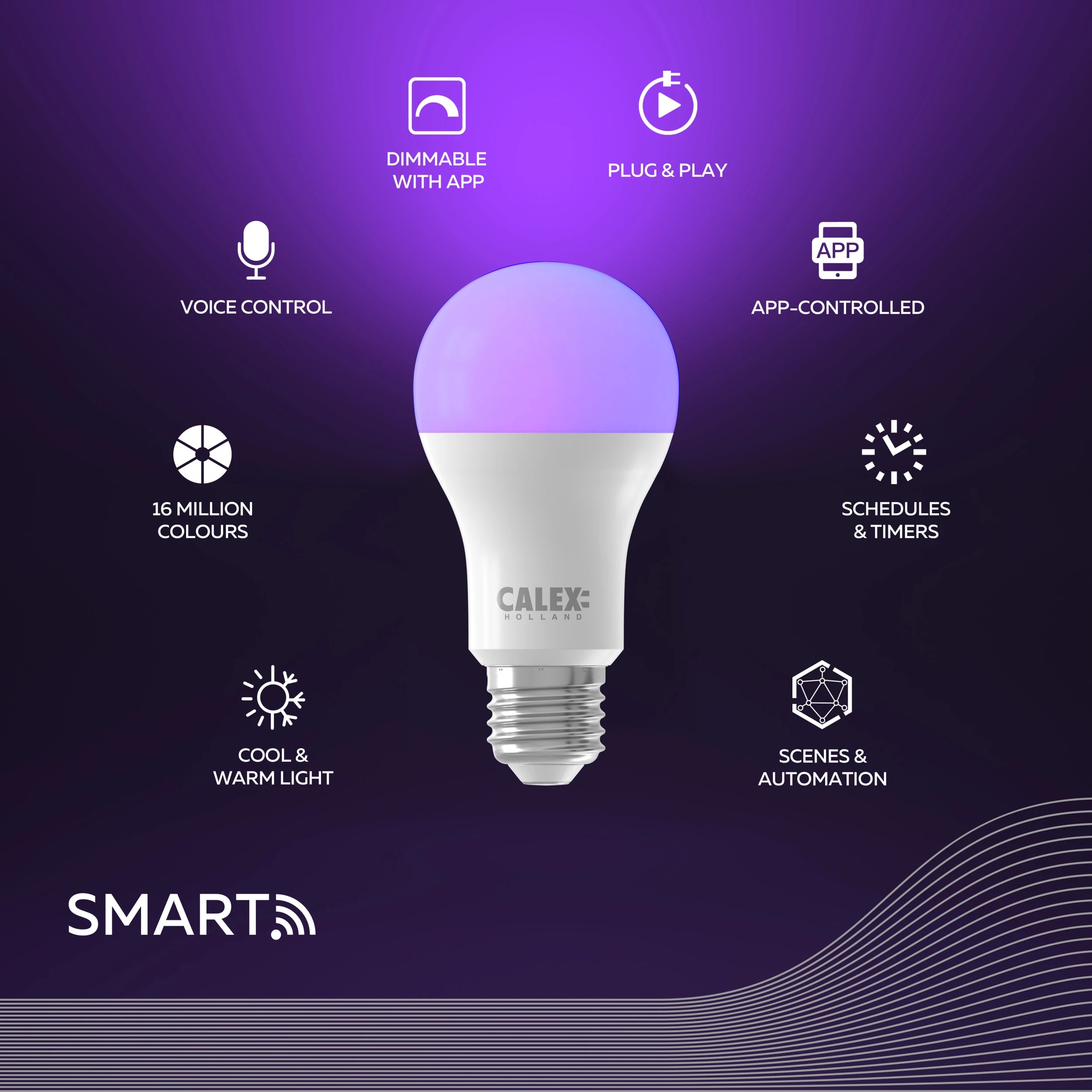 Calex Smart LED Bulb - 2 Pack - E27- A60 - RGB + CCT