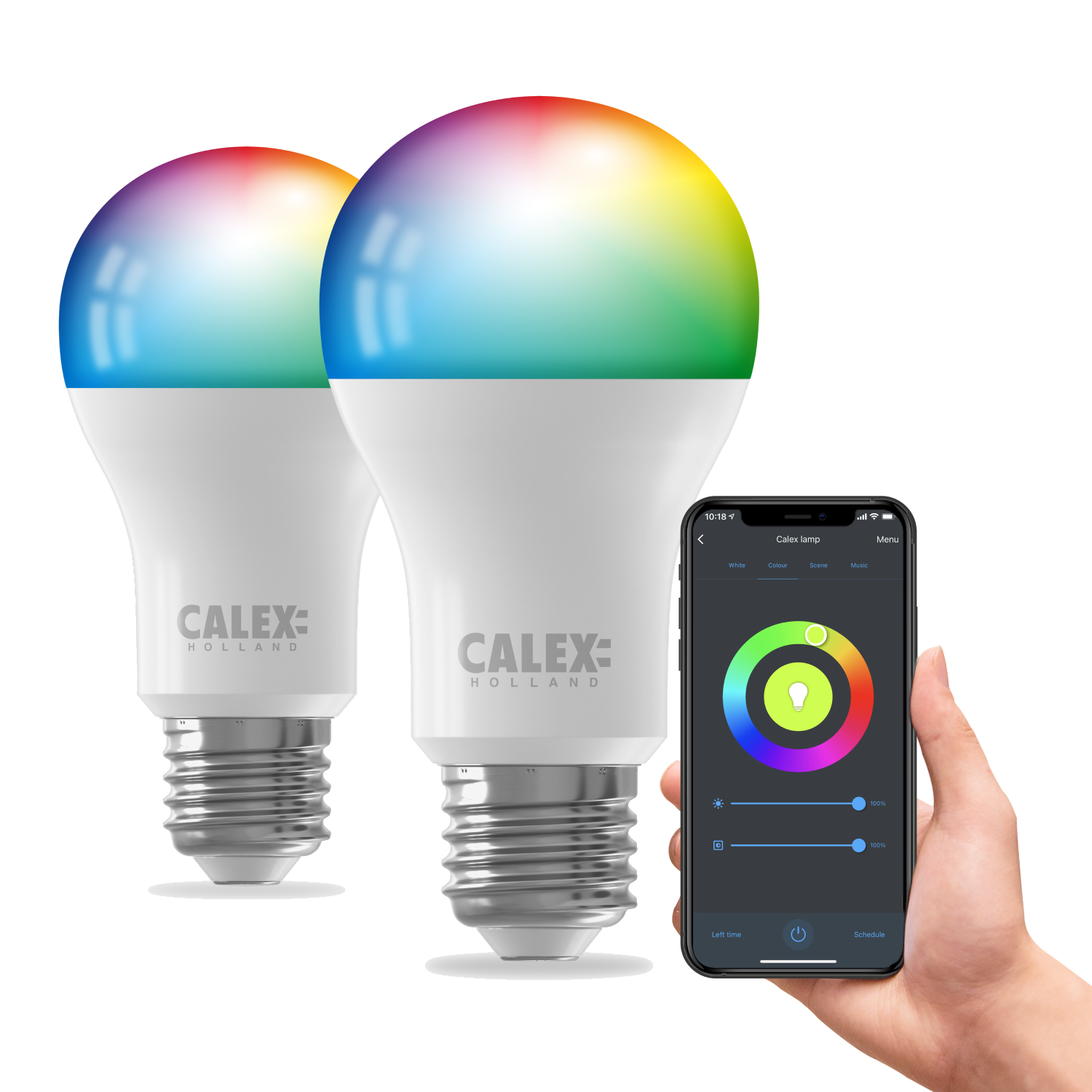 Calex Smart LED Bulb - 2 Pack - E27- A60 - RGB + CCT