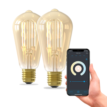 Calex Smart LED Bulb - 2 Pack - E27 - ST64 - CCT - Gold