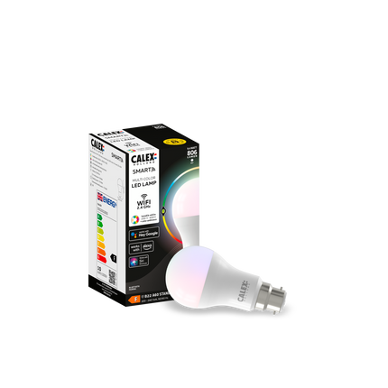 Calex Smart LED Bulb - B22 - A60 - 9.4W - RGB - White - Dimmable