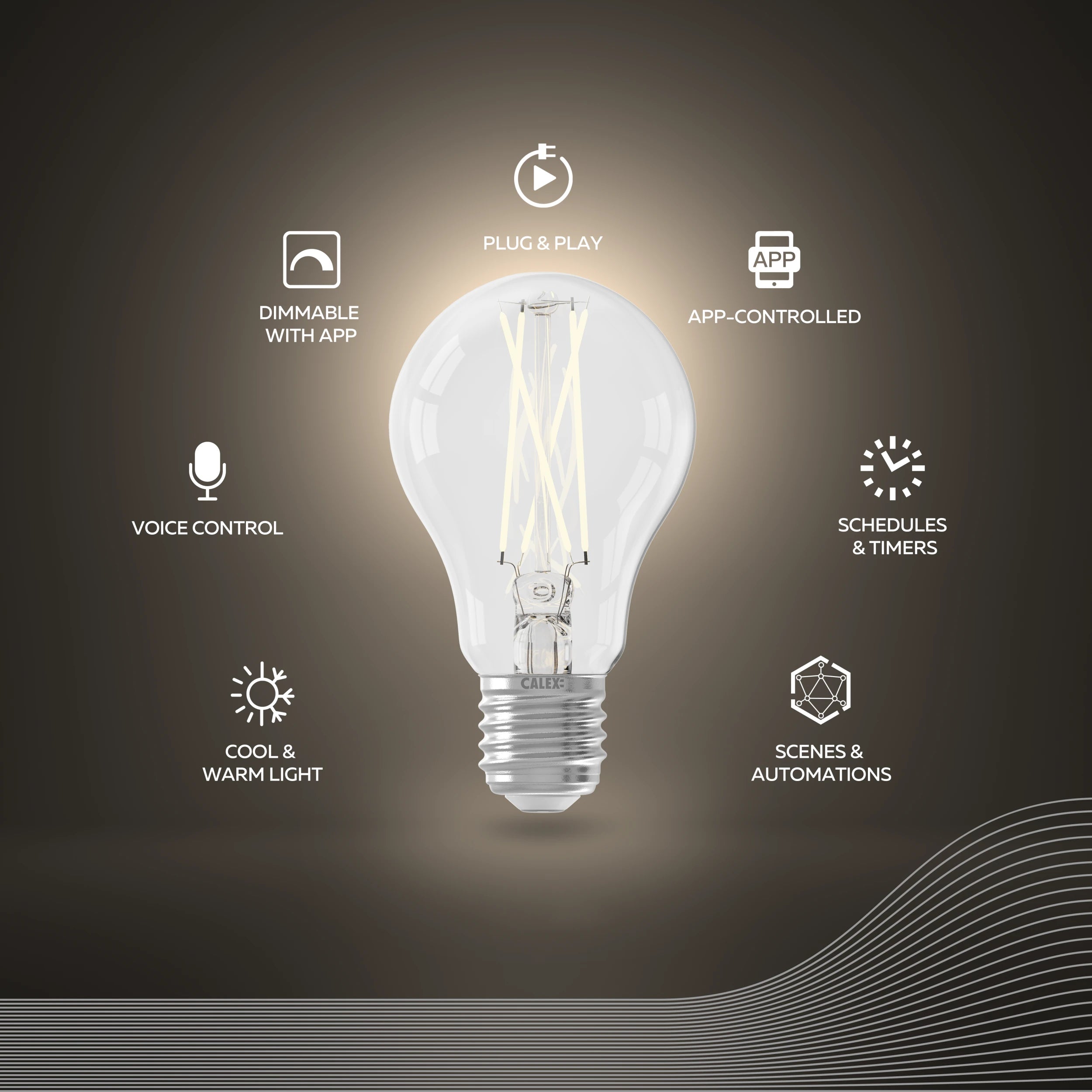 Calex Smart LED Bulb - E27 - A60 - CCT - Clear