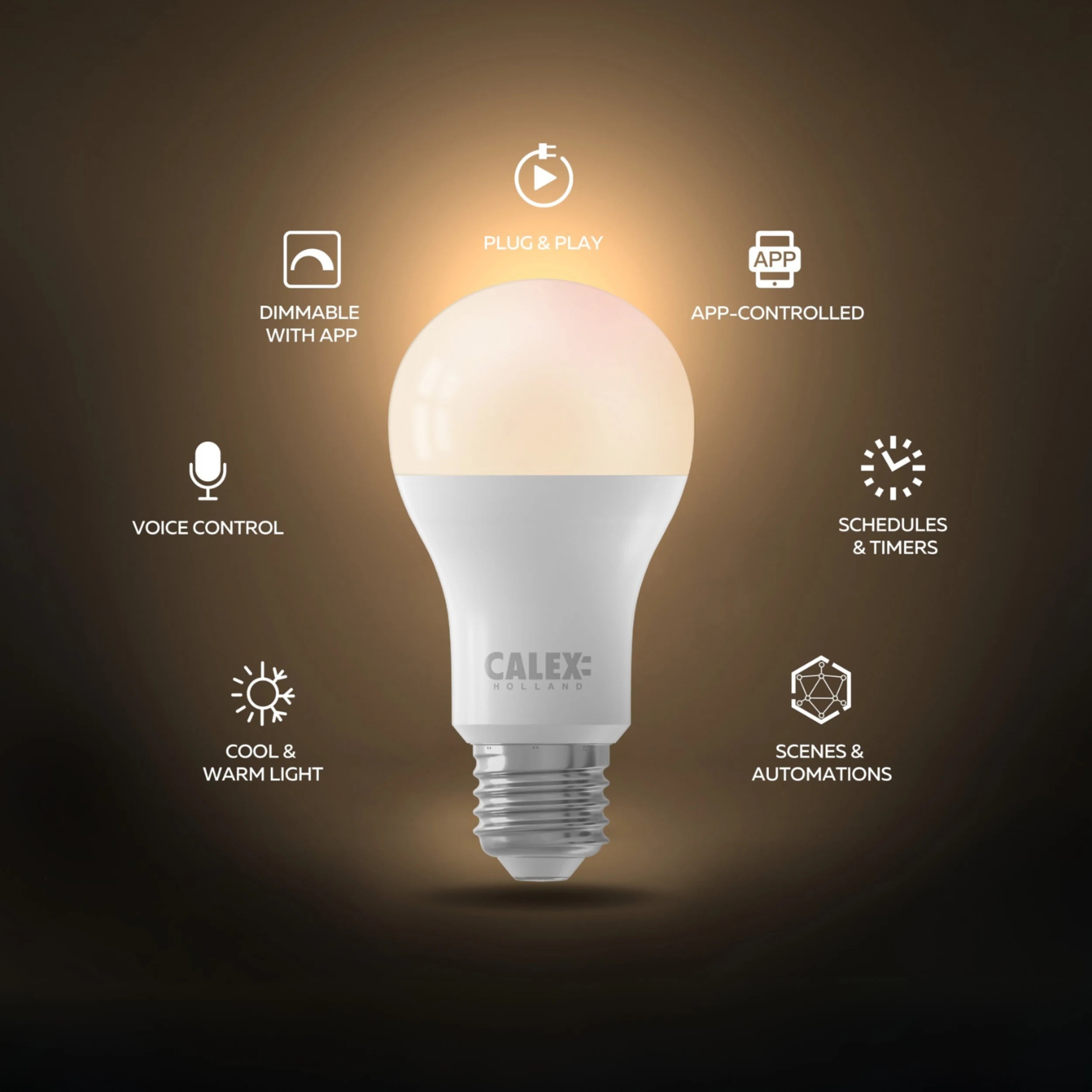 Calex Smart LED Bulb - E27 - A60 - White - 9.4W